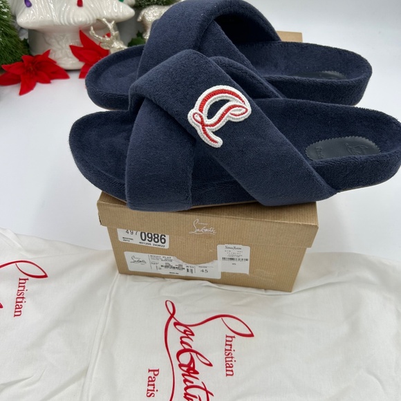 Men’s Christian Louboutin BIZZU cross strap, Terry cloth slide size 45 - Picture 6 of 11